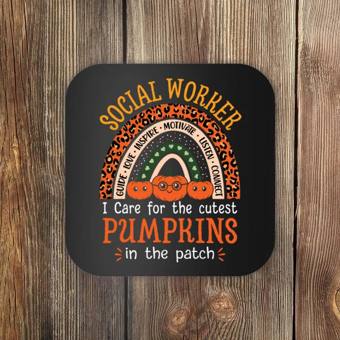 School Social Worker Rainbow Halloween School Worker Coaster