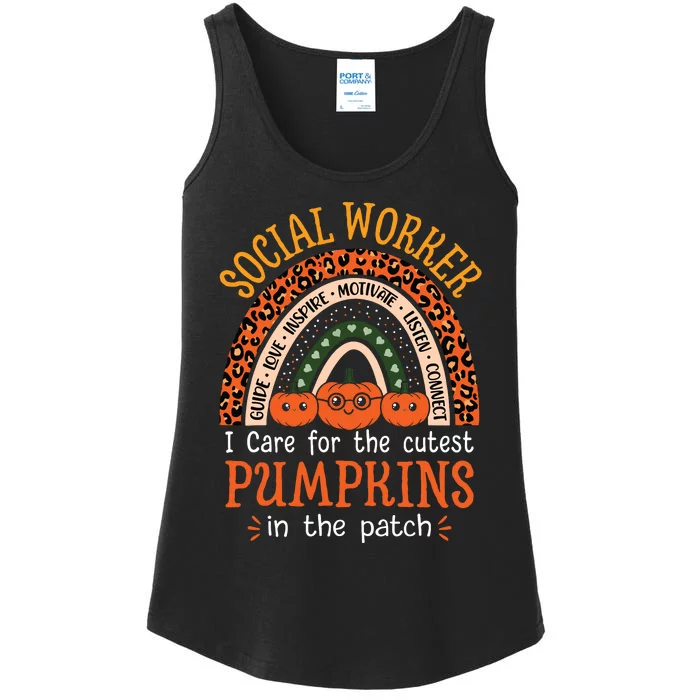 School Social Worker Rainbow Halloween School Worker Ladies Essential Tank