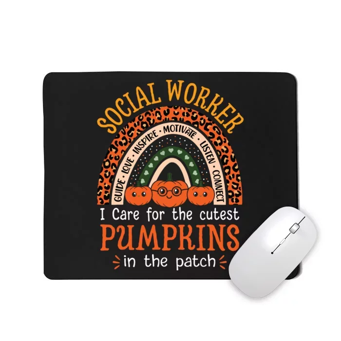 School Social Worker Rainbow Halloween School Worker Mousepad