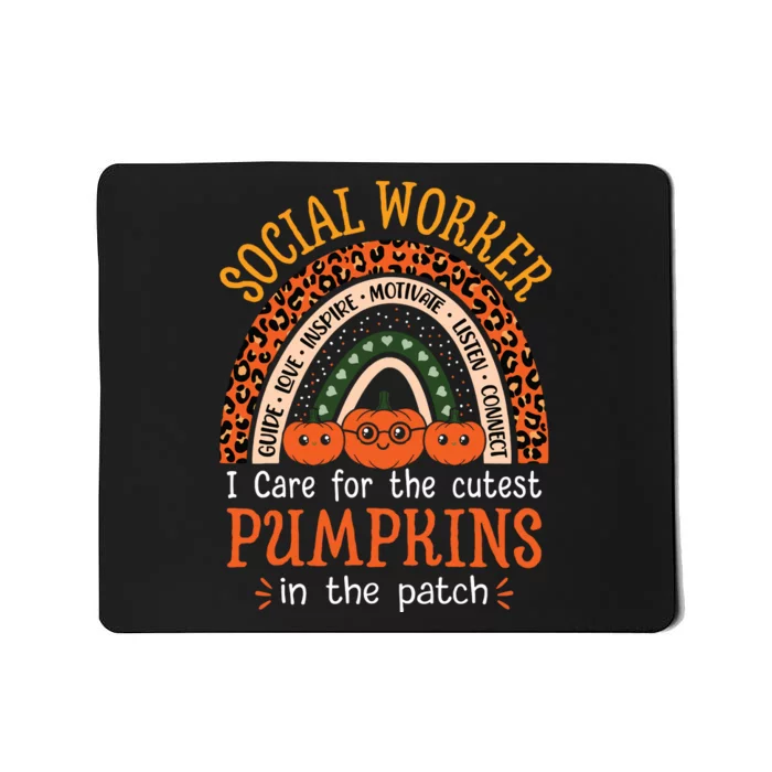 School Social Worker Rainbow Halloween School Worker Mousepad