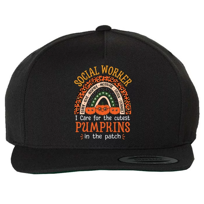 School Social Worker Rainbow Halloween School Worker Wool Snapback Cap