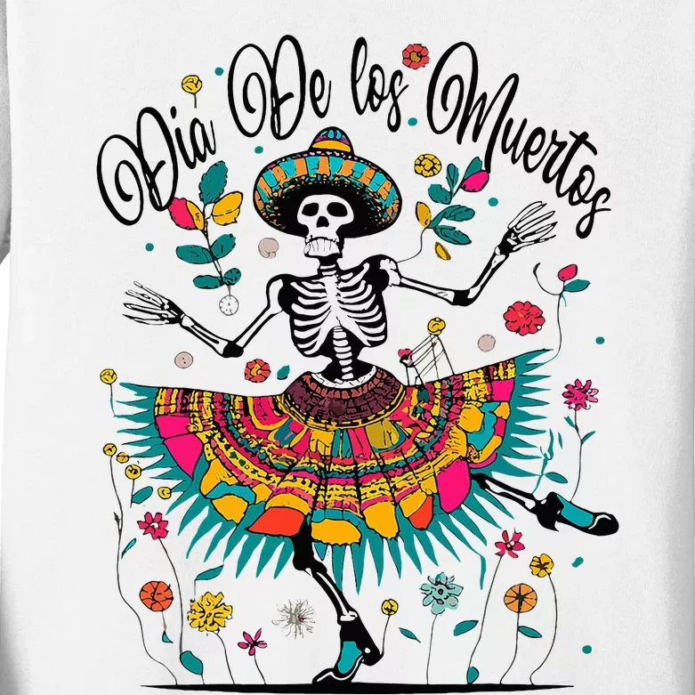 Sugar Skull Wo Day of the Dead Dia de los Muertos Kids Long Sleeve Shirt