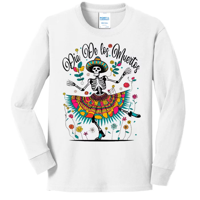 Sugar Skull Wo Day of the Dead Dia de los Muertos Kids Long Sleeve Shirt