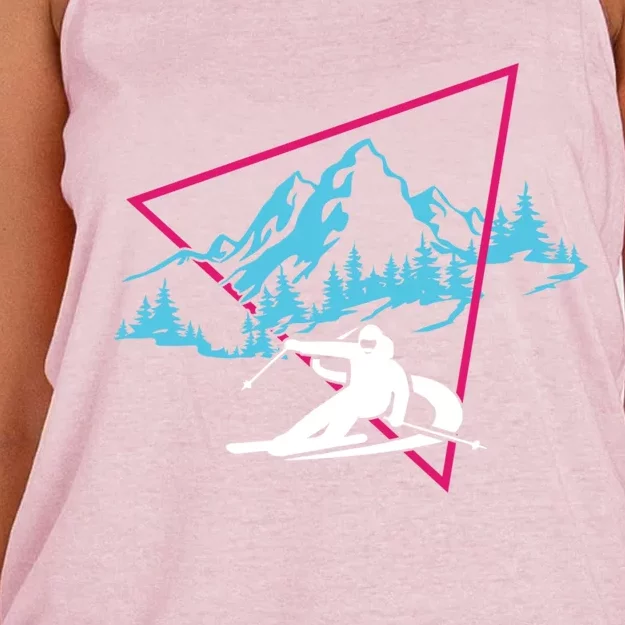 Skier Skiing Winter Sport Ski Skiers Ski Lover Great Gift Women's Knotted Racerback Tank