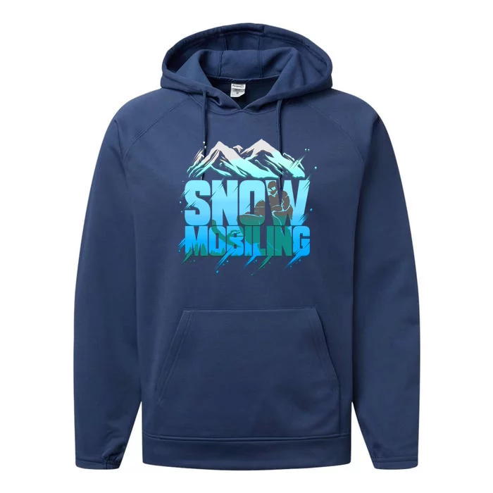 Snowmobiling Snowmobile Winter Sport Sledding Gift Funny Gift Performance Fleece Hoodie