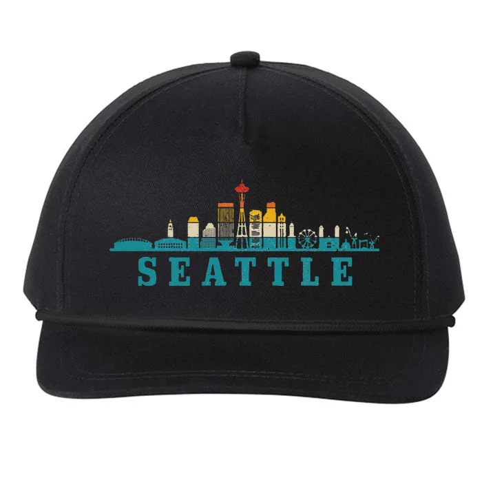 Seattle Skyline Washington Vintage Pride Retro Snapback Five-Panel Rope Hat