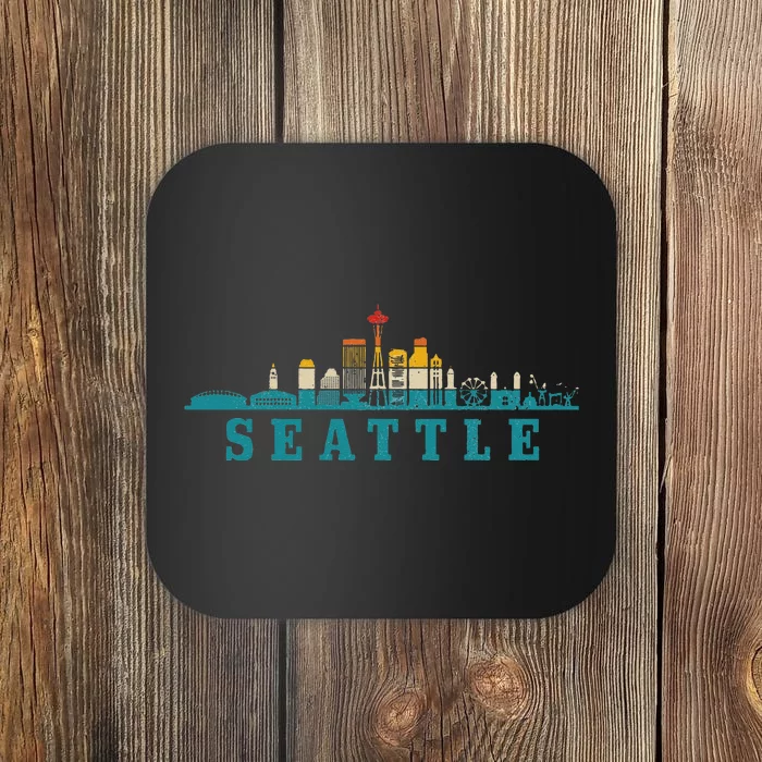 Seattle Skyline Washington Vintage Pride Retro Coaster