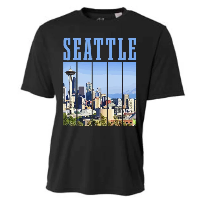 Seattle Skyline Washington Vintage Pride Cooling Performance Crew T-Shirt