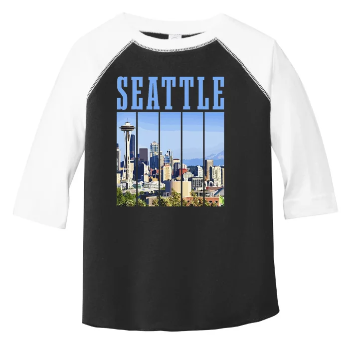 Seattle Skyline Washington Vintage Pride Toddler Fine Jersey T-Shirt