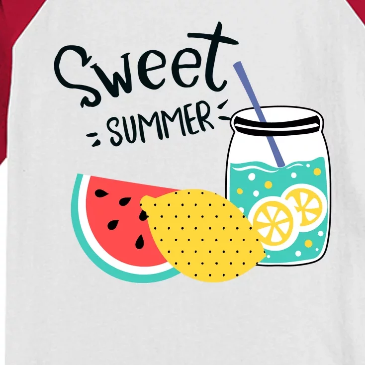 Sweet Summer Watermelon Lemonade Kids Colorblock Raglan Jersey