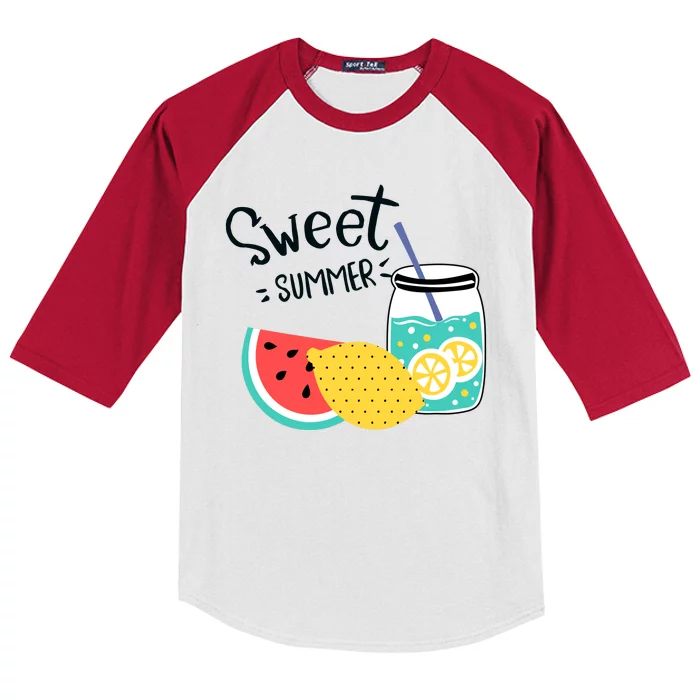 Sweet Summer Watermelon Lemonade Kids Colorblock Raglan Jersey