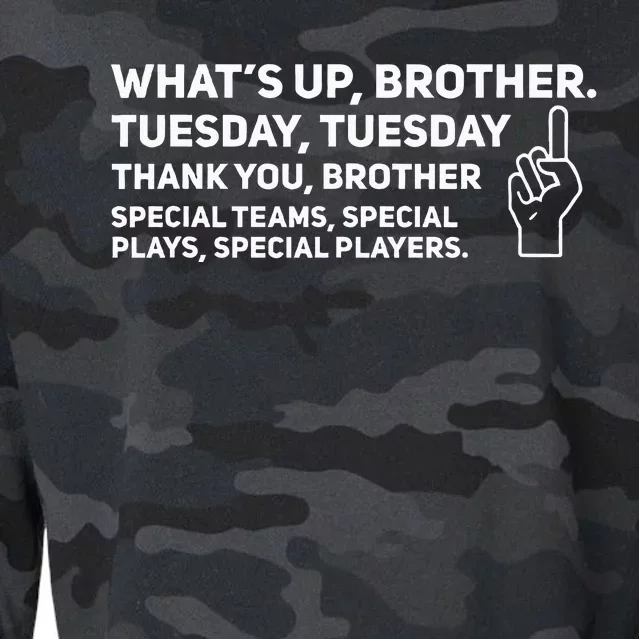 Sketch Streamer Whats Up Brother Tuesday Cropped Pullover Crew