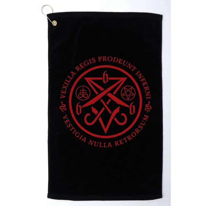 S.A.T.A.N.I.C Symbols W Latin Words Platinum Collection Golf Towel