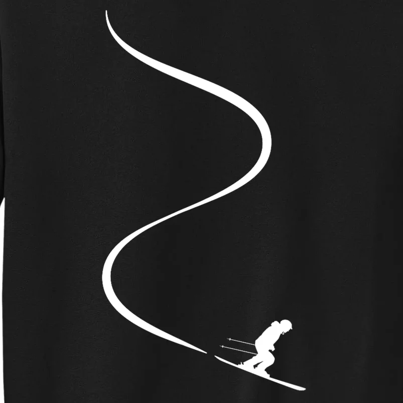 Skiing Skier With Tracks In Deep Powder Snow Freeride Gift Tall Sweatshirt