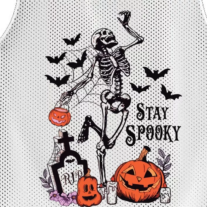 Stay Spooky Women Halloween Skeleton Fall Mesh Reversible Basketball Jersey Tank