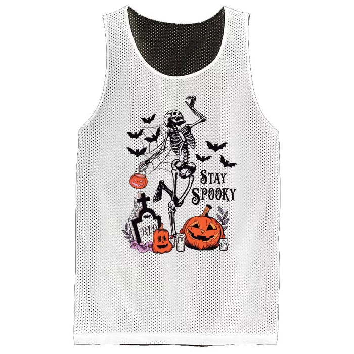 Stay Spooky Women Halloween Skeleton Fall Mesh Reversible Basketball Jersey Tank