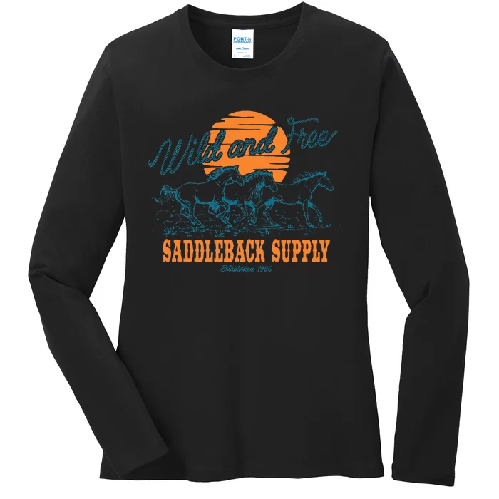 Saddleback Supply Wild And Free Logo Ladies Long Sleeve Shirt