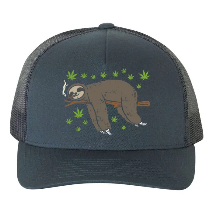 Sloth Smoking Weed Cannabis 420 Thc Marijuana Stoner Gift Yupoong Adult 5-Panel Trucker Hat