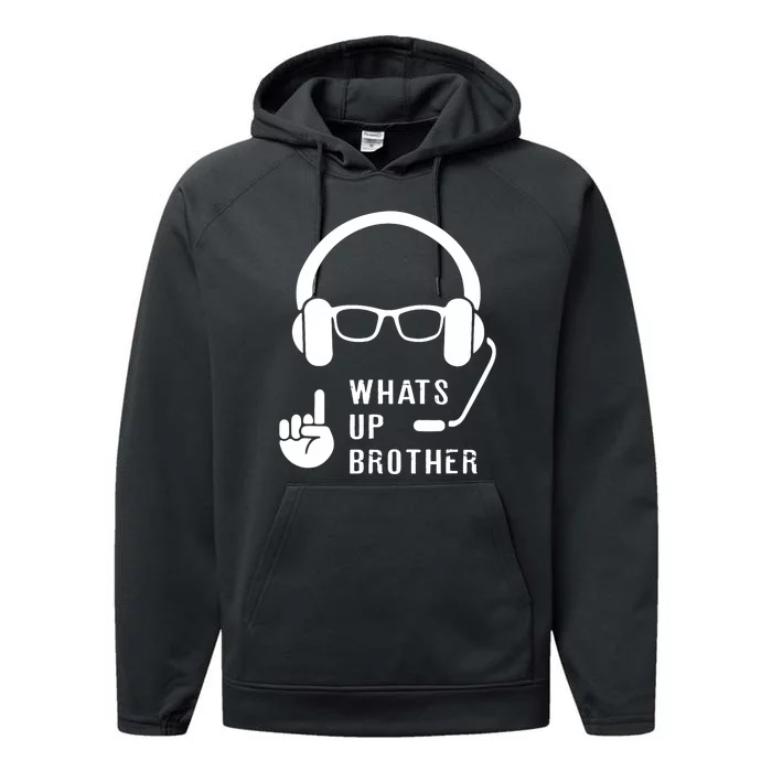 Sketch Streamer Whats Up Brother Performance Fleece Hoodie