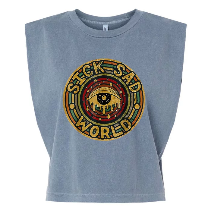 Sick Sad World Crying Eye Vintage Apocalypse Garment-Dyed Women's Muscle Tee