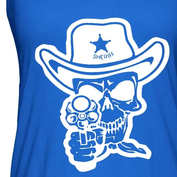 Sheriff Skull With Gun Ladies Essential Flowy Tank