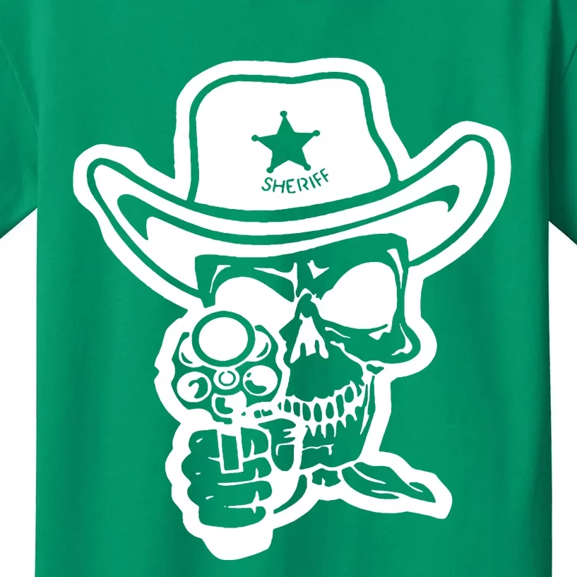 Sheriff Skull With Gun Kids T-Shirt