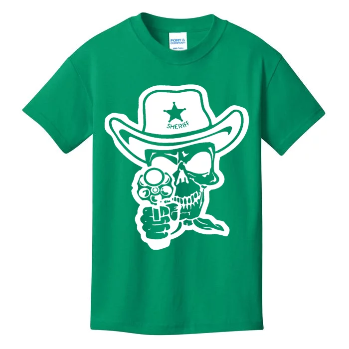 Sheriff Skull With Gun Kids T-Shirt