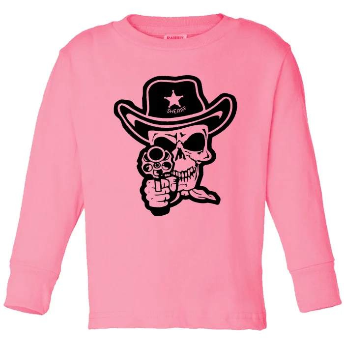 Sheriff Skull With Gun Toddler Long Sleeve Shirt