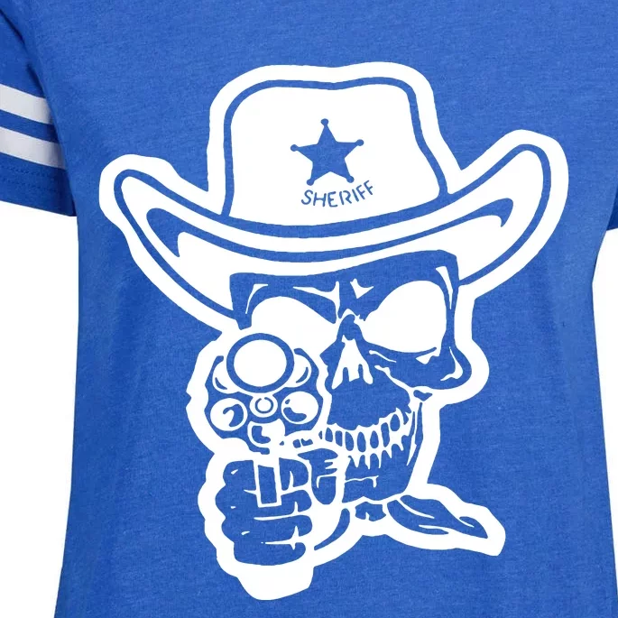 Sheriff Skull With Gun Enza Ladies Jersey Football T-Shirt