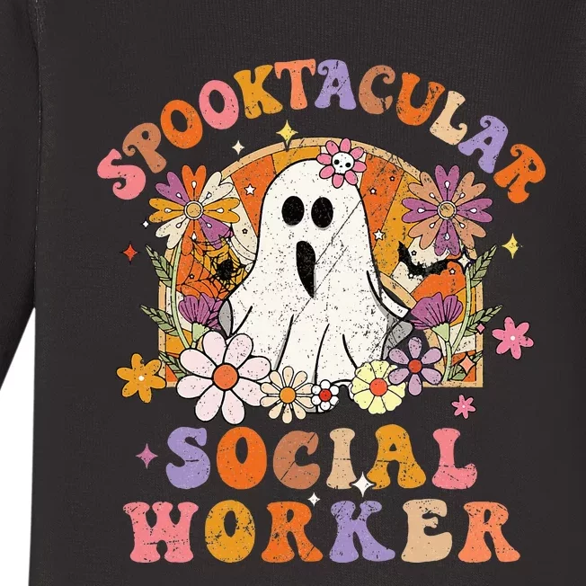 Spooktacular Social Worker Happy Halloween Spooky Matching Baby Long Sleeve Bodysuit