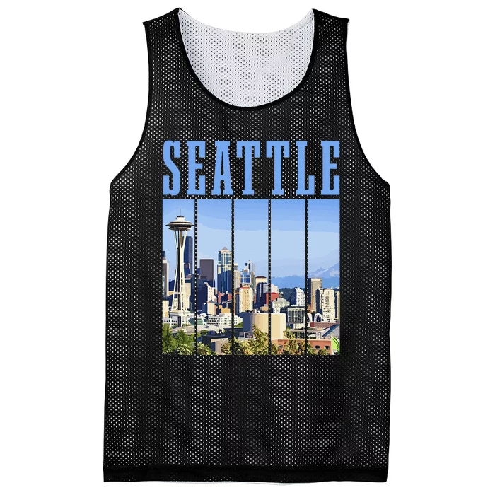 Seattle Skyline Washington Vintage Pride Mesh Reversible Basketball Jersey Tank