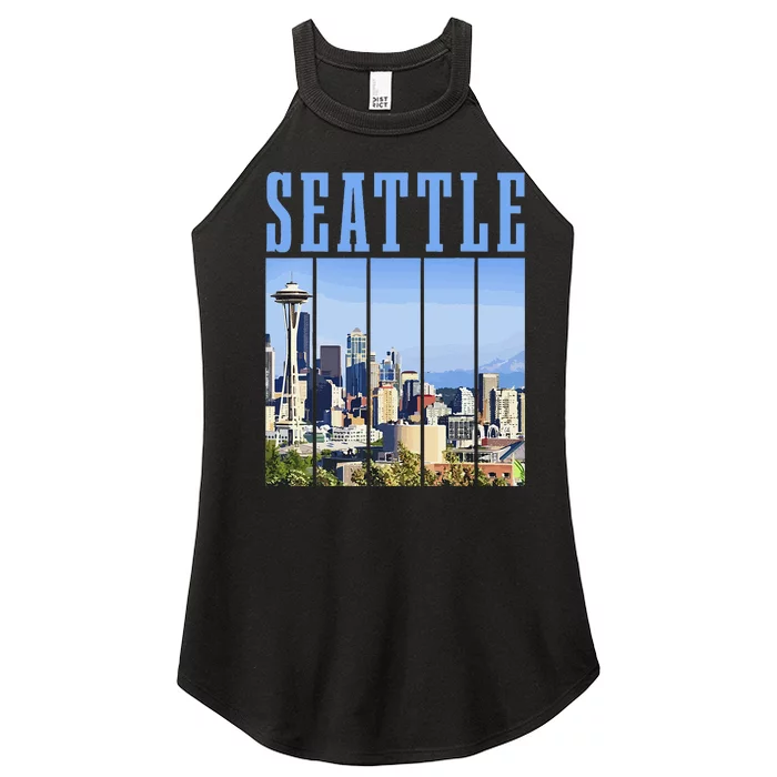 Seattle Skyline Washington Vintage Pride Women’s Perfect Tri Rocker Tank