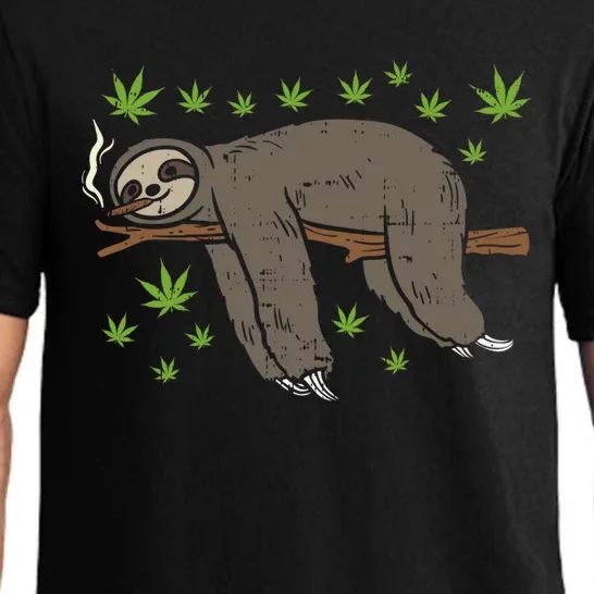 Sloth Smoking Weed Cannabis 420 Thc Marijuana Stoner Gift Pajama Set