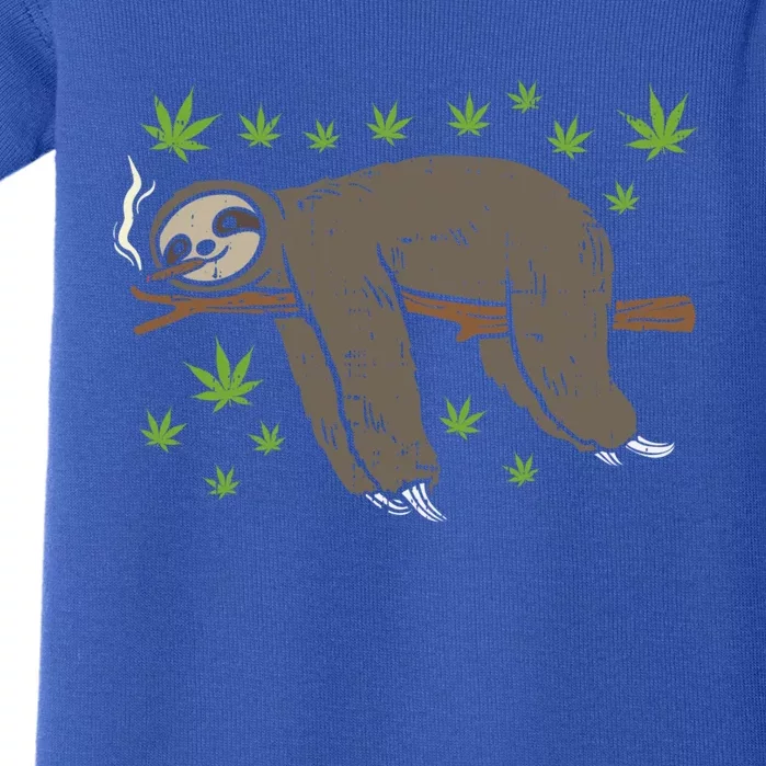 Sloth Smoking Weed Cannabis 420 Thc Marijuana Stoner Gift Baby Bodysuit