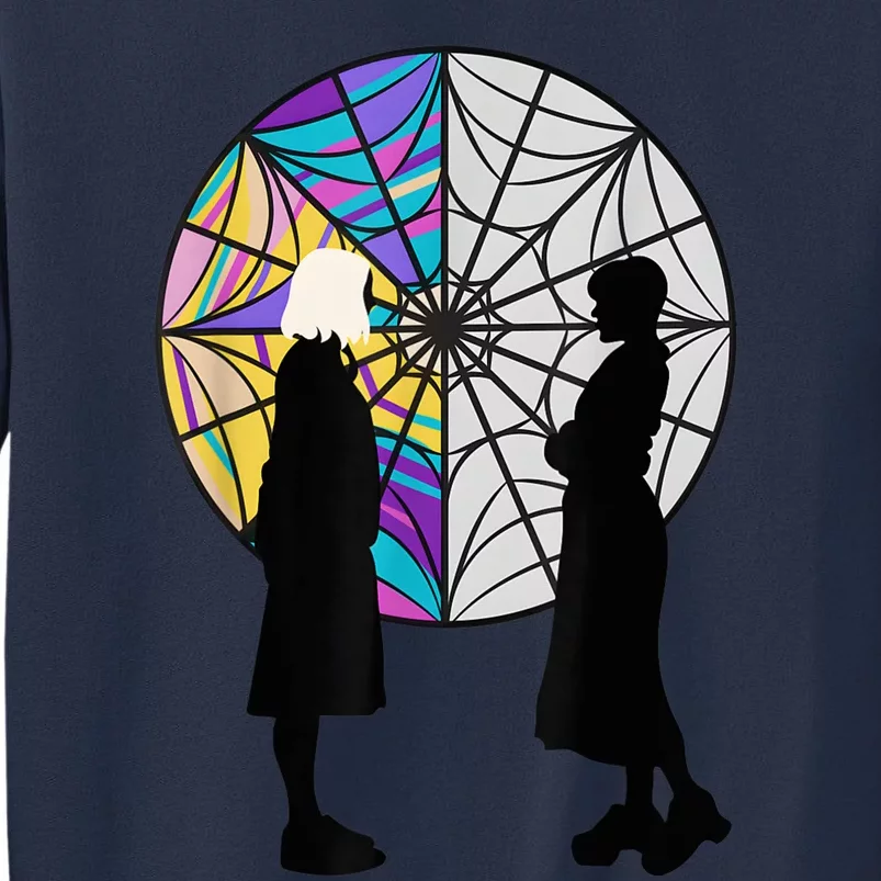 Silhouettes Spiderweb Window Wednesday And Enid Sweatshirt