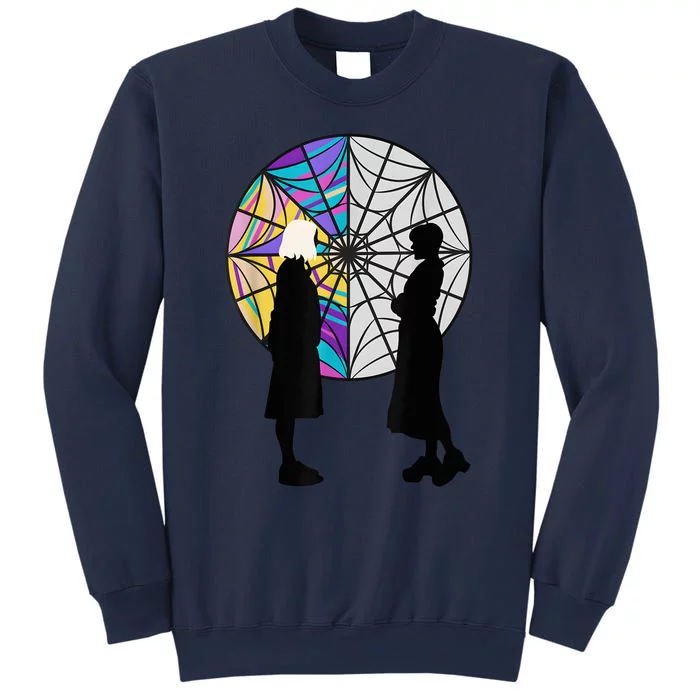 Silhouettes Spiderweb Window Wednesday And Enid Sweatshirt