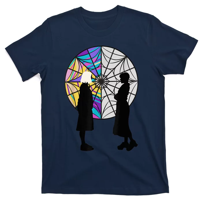 Silhouettes Spiderweb Window Wednesday And Enid T-Shirt