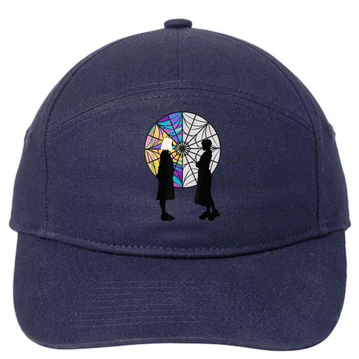 Silhouettes Spiderweb Window Wednesday And Enid 7-Panel Snapback Hat