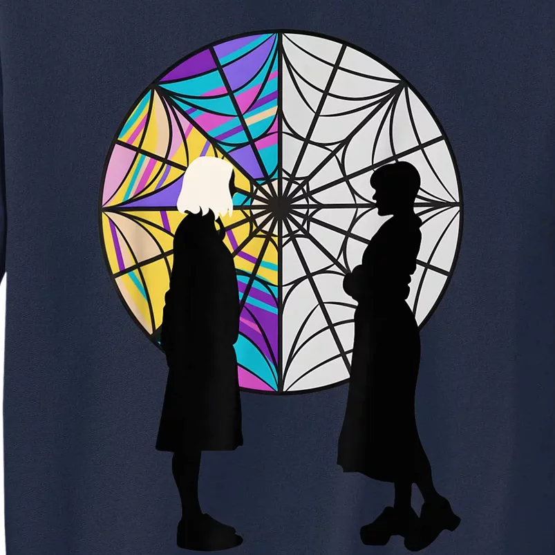 Silhouettes Spiderweb Window Wednesday And Enid Tall Sweatshirt