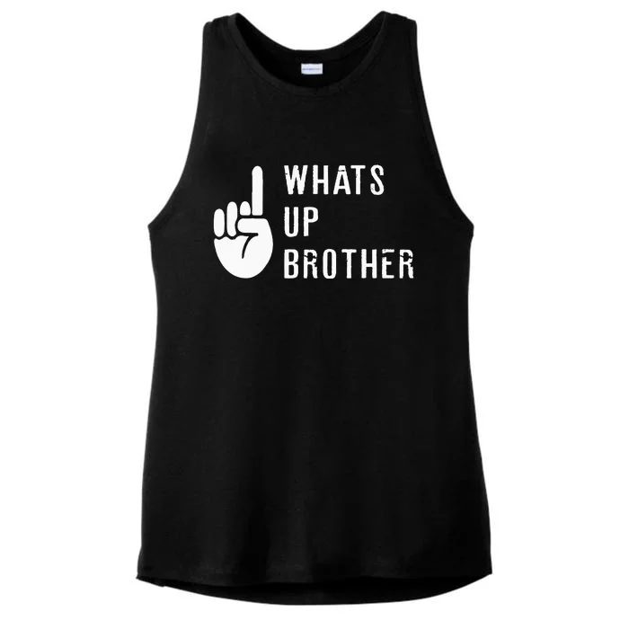 Sketch Streamer Whats Up Brother Ladies Tri-Blend Wicking Tank