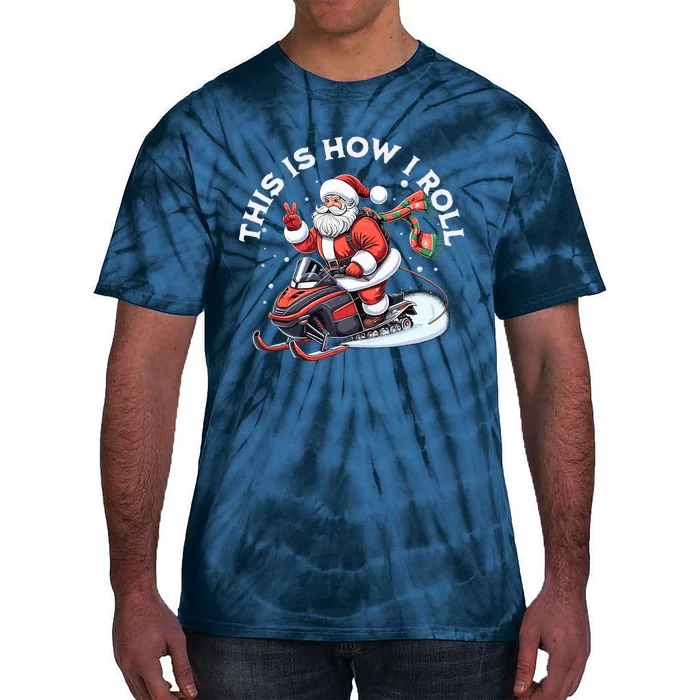 Santa Snowmobiling Xmas Funny Winter Holiday Christmas Tie-Dye T-Shirt