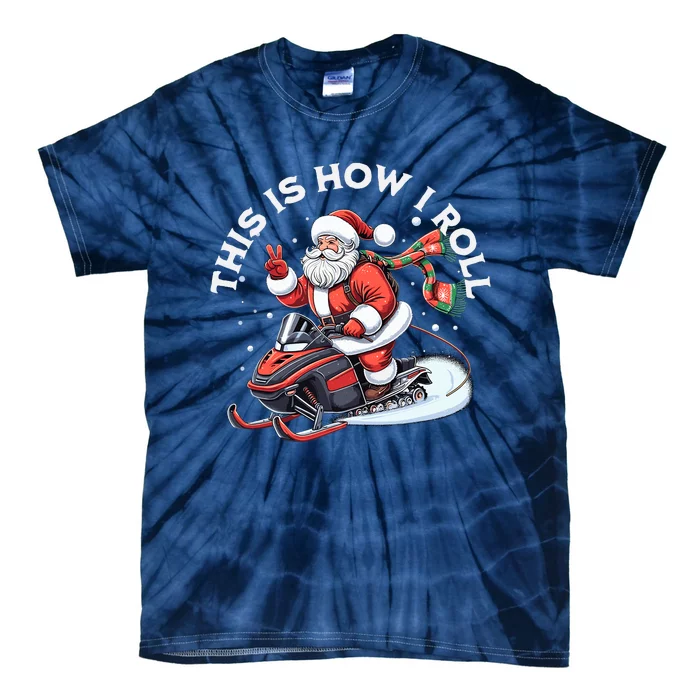 Santa Snowmobiling Xmas Funny Winter Holiday Christmas Tie-Dye T-Shirt