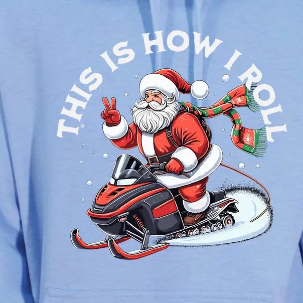 Santa Snowmobiling Xmas Funny Winter Holiday Christmas Unisex Surf Hoodie