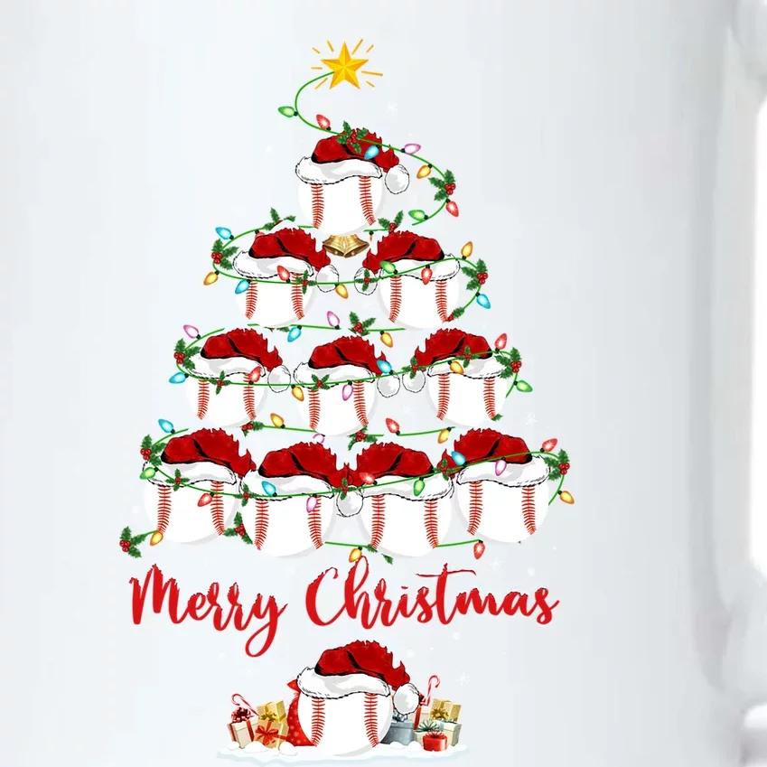 Softball Sports Xmas Lighting Santa Softball Christmas Tree Funny Gift Black Color Changing Mug