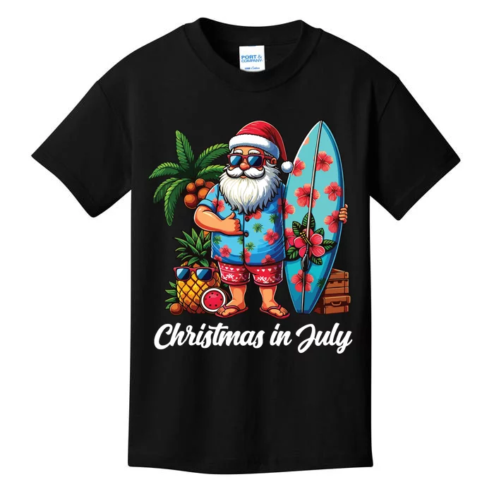 Santa Sunglasses Xmas Beach Tropical Christmas In July Kids T-Shirt