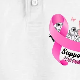 Support Squad You Are Not Alone Breast Cancer Butterfly Ribbon Dry Zone Grid Performance Polo