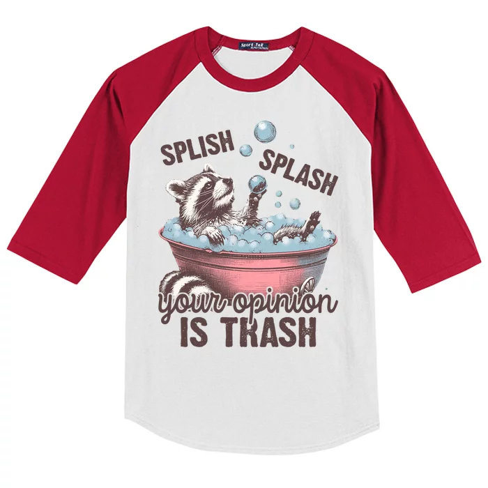 Splish Splash You Opinion Is Trash Funny Skunk Kids Colorblock Raglan Jersey