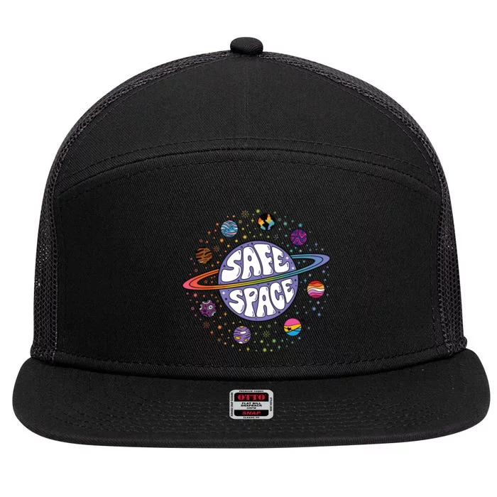 Safe Space You Are Safe With Me Lgbtq 7 Panel Mesh Trucker Snapback Hat