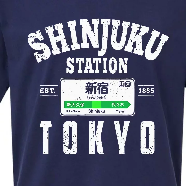 Shinjuku Station Yamanote Line Tokyo Japan Japanese Kanji Sueded Cloud Jersey T-Shirt