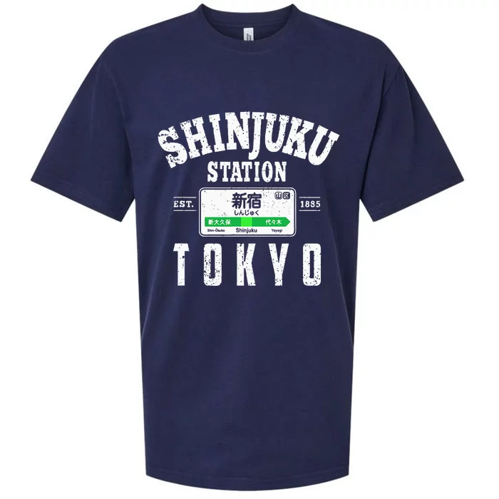 Shinjuku Station Yamanote Line Tokyo Japan Japanese Kanji Sueded Cloud Jersey T-Shirt